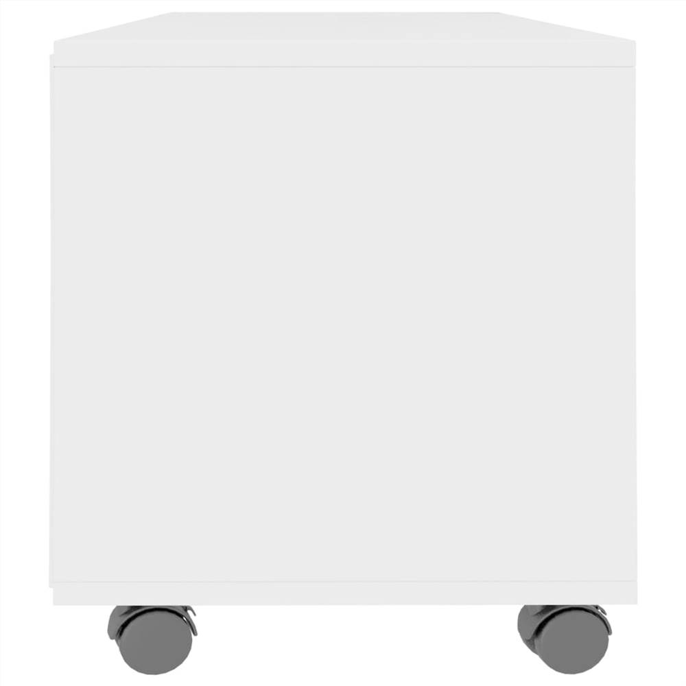 TV Cabinet with Castors White 90x35x35 cm Chipboard