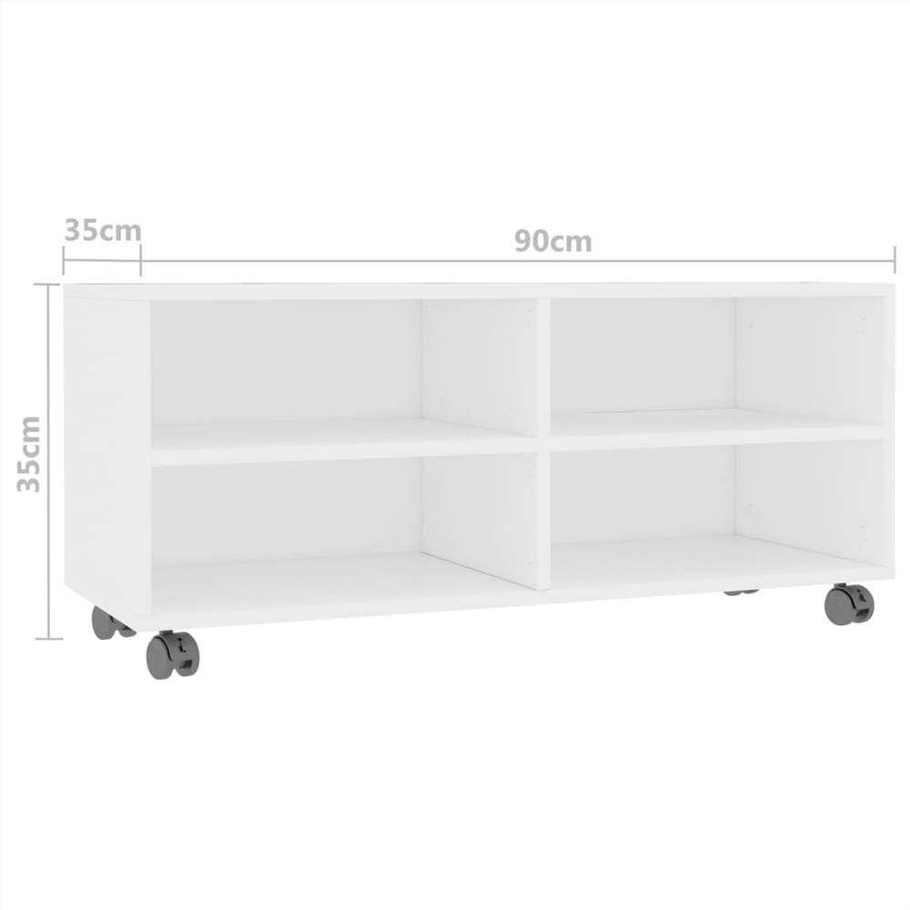 TV Cabinet with Castors White 90x35x35 cm Chipboard