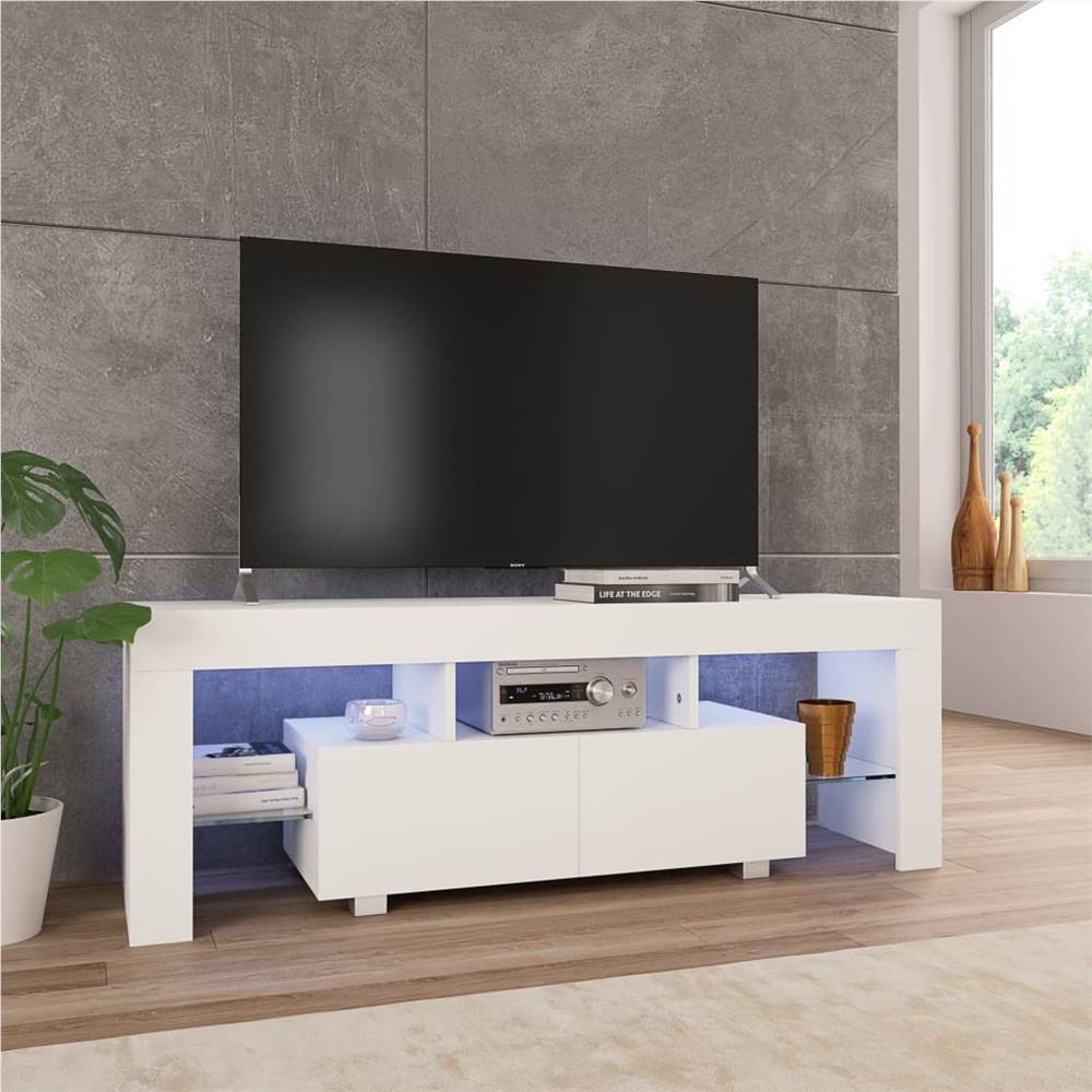 

TV Cabinet with LED Lights High Gloss White 130x35x45 cm