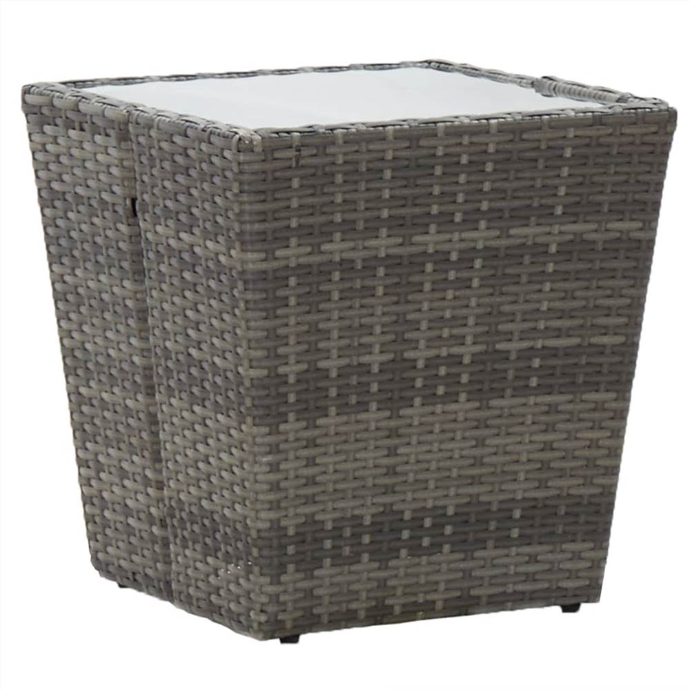 

Tea Table Grey 41.5x41.5x43 cm Poly Rattan and Tempered Glass