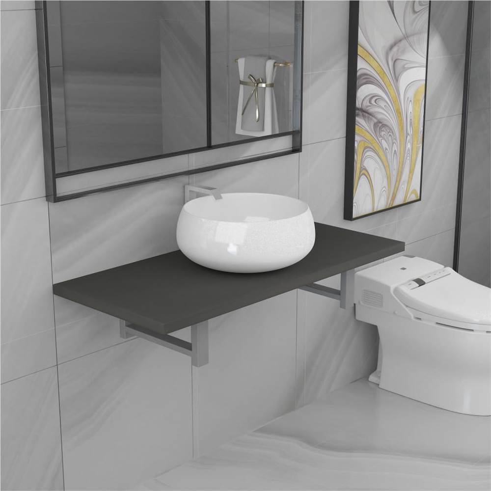 

Two Piece Bathroom Furniture Set Ceramic Grey