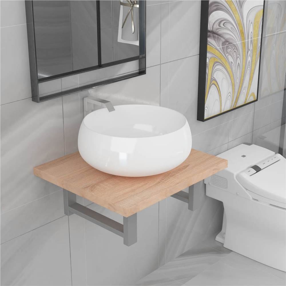 

Two Piece Bathroom Furniture Set Ceramic Oak