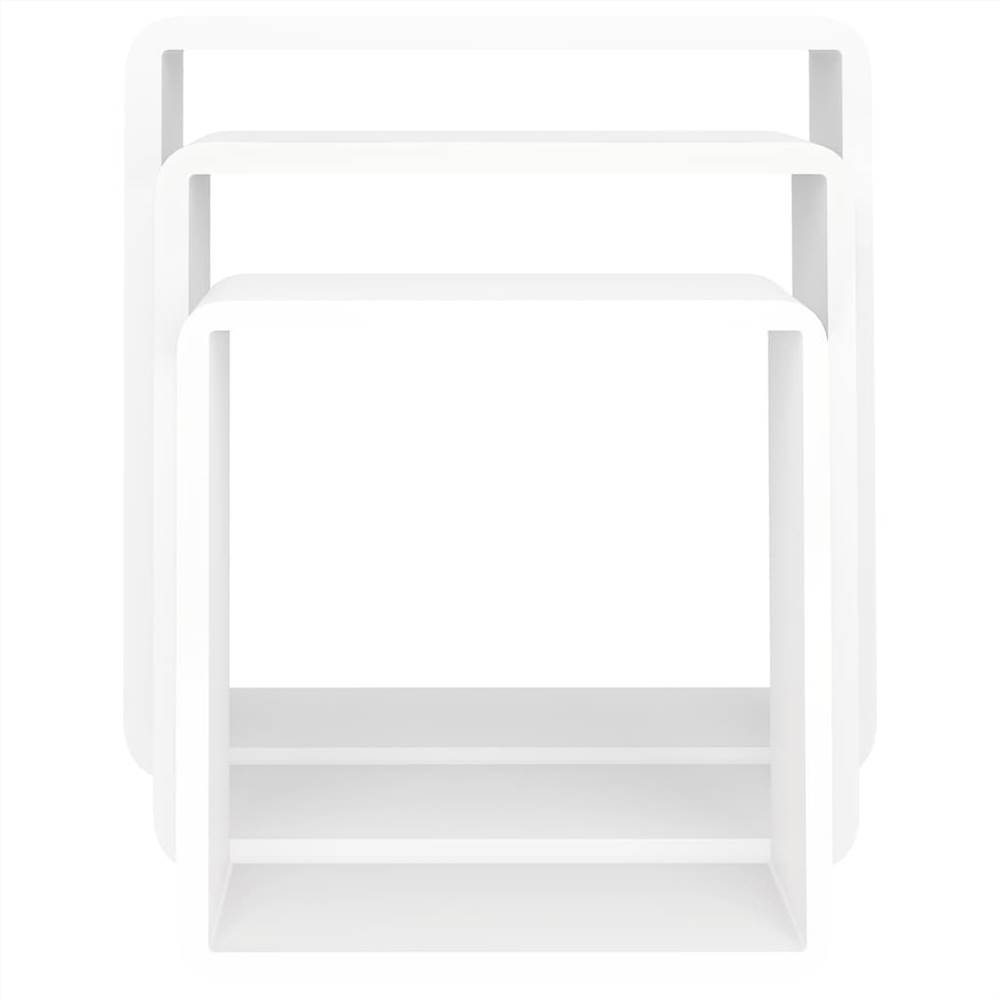 Wall Cube Shelves 3 pcs White MDF