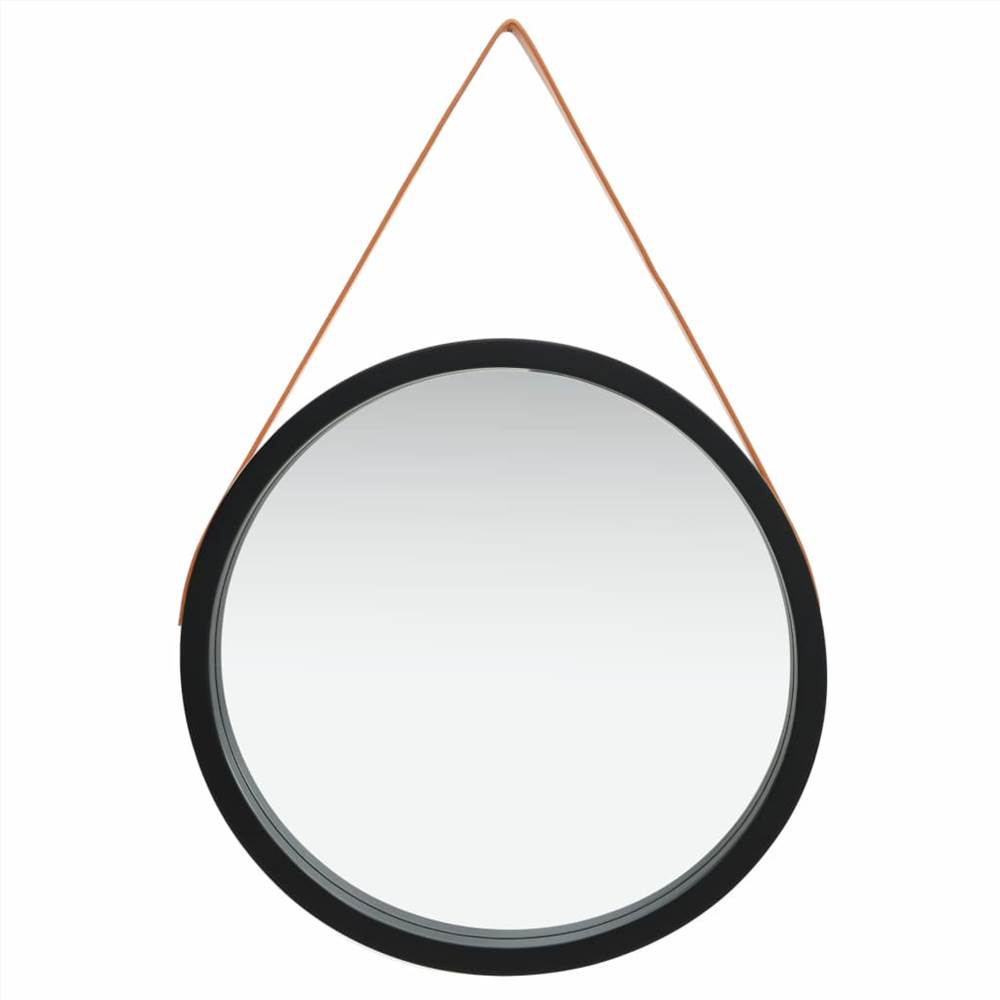 Настенное Зеркало на Ремешке 60 см Чёрное
