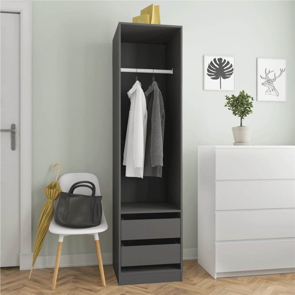 

Wardrobe with Drawers Grey 50x50x200 cm Chipboard