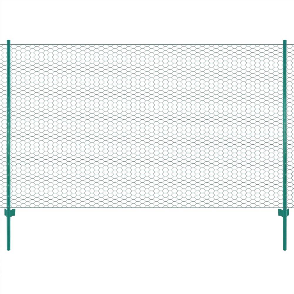 

Wire Mesh Fence with Posts Steel 25x2 m Green