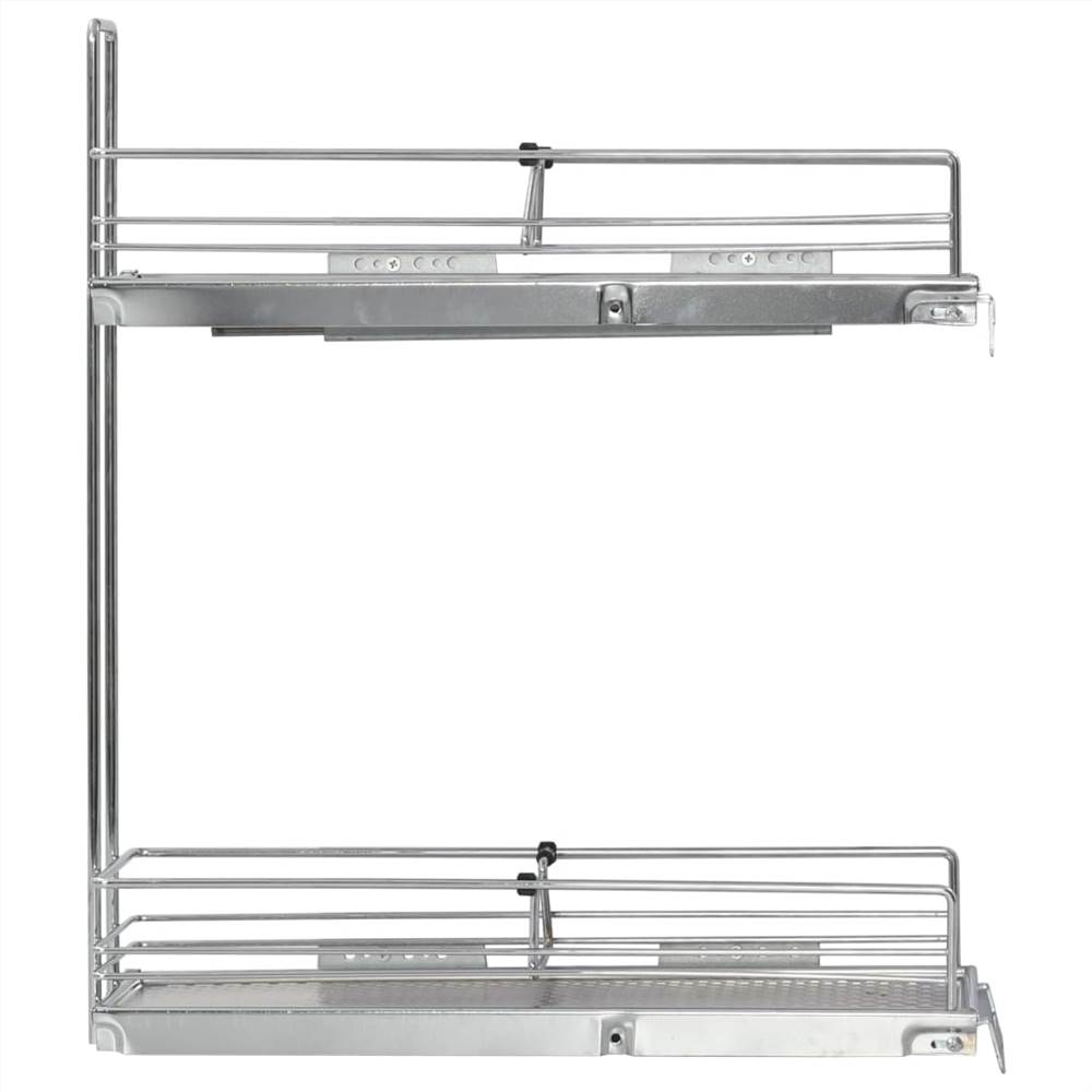 2-Tier Pull-out Kitchen Wire Basket Silver 47x15x54.5 cm