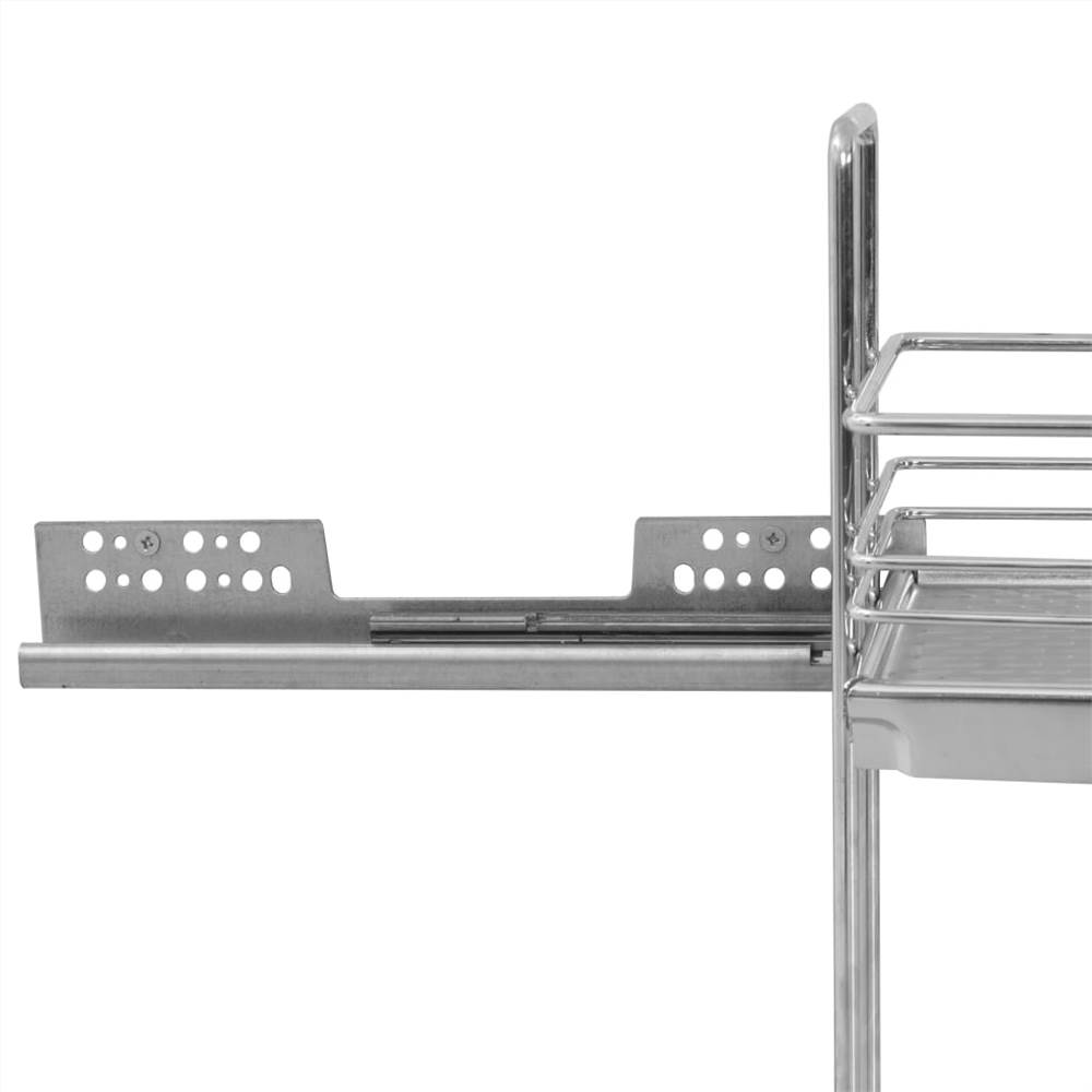 2-Tier Pull-out Kitchen Wire Basket Silver 47x15x54.5 cm