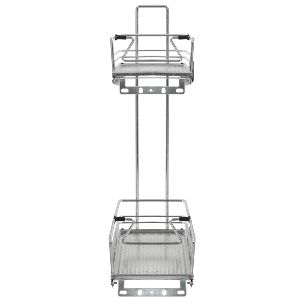 2-Tier Pull-out Kitchen Wire Basket Silver 47x15x54.5 cm