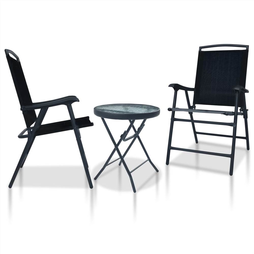 

3 Piece Bistro Set Black Steel