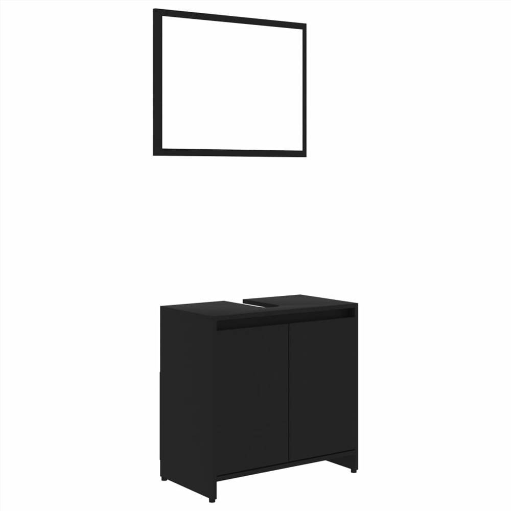 4 Piece Bathroom Furniture Set Black Chipboard