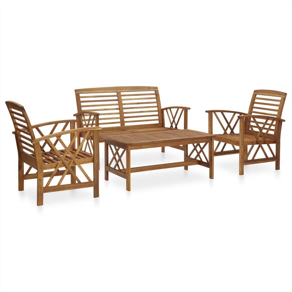 

4 Piece Garden Lounge Set Solid Acacia Wood