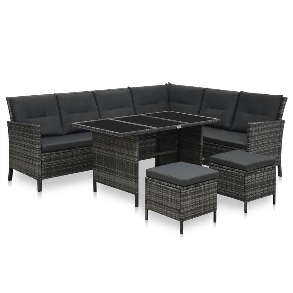 

4 Piece Garden Lounge Set with Cushions Poly Rattan Grey