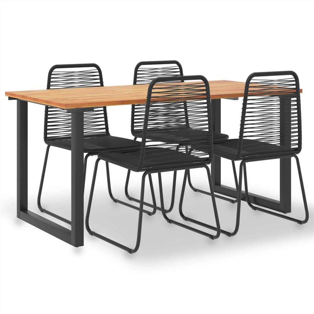 

5 Piece Outdoor Dining Set Solid Acacia Wood and Poly Rattan