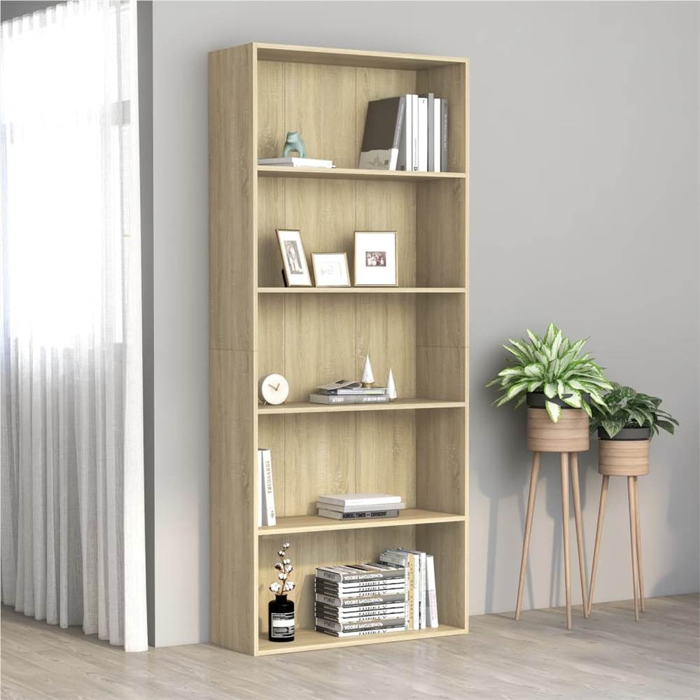 

5-Tier Book Cabinet Sonoma Oak 80x30x189 cm Chipboard