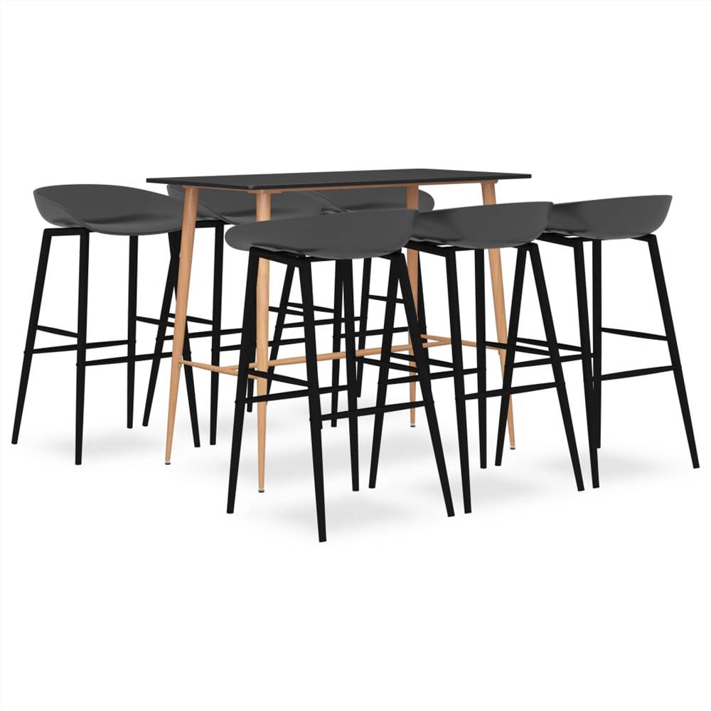 

7 Piece Bar Set Black and Grey