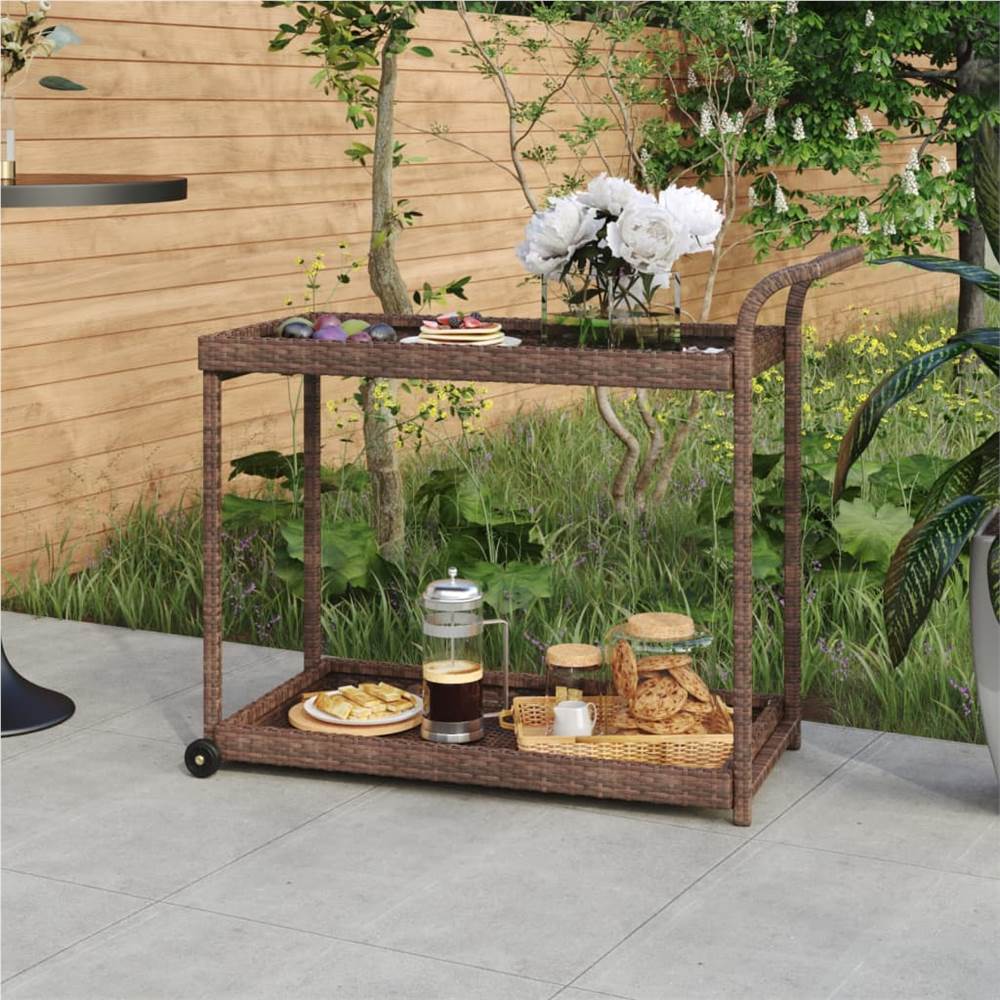 

Bar Cart Brown 100x45x83 cm Poly Rattan