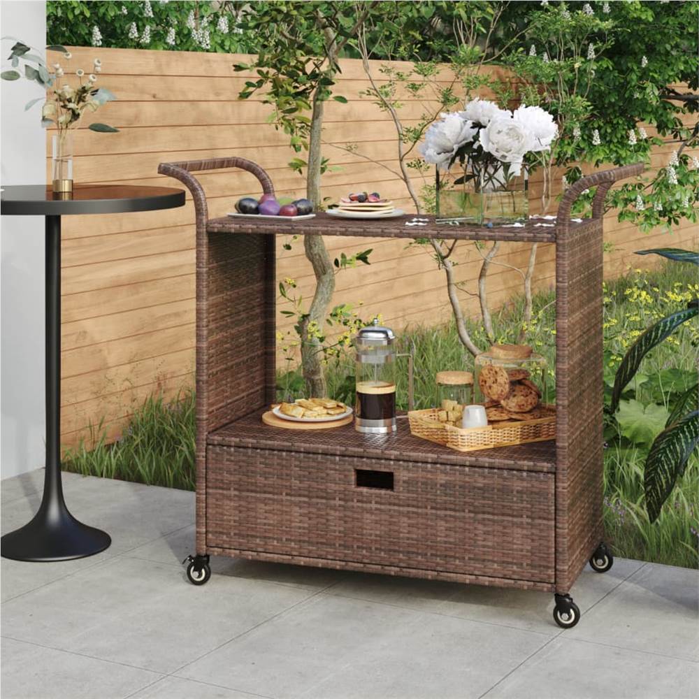 

Bar Cart with Drawer Brown 100x45x97 cm Poly Rattan