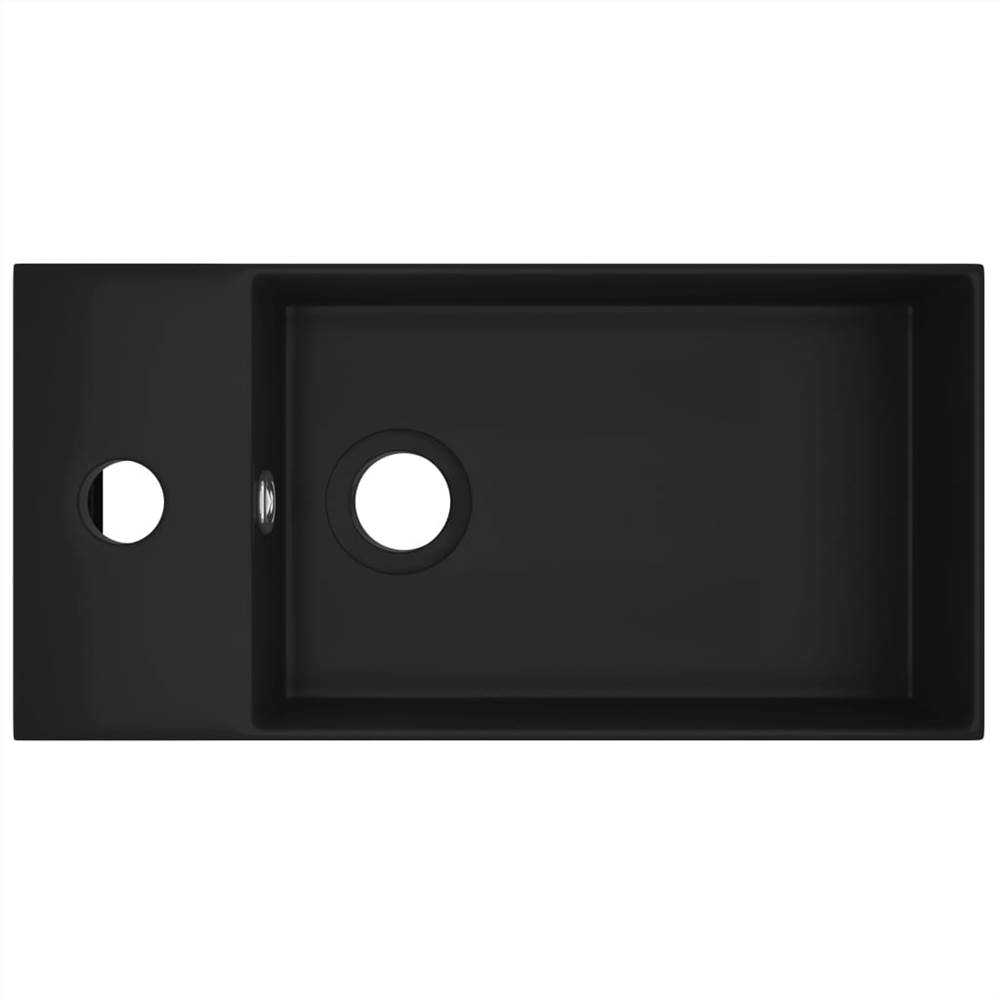 Bathroom Sink with Overflow Ceramic Matt Black