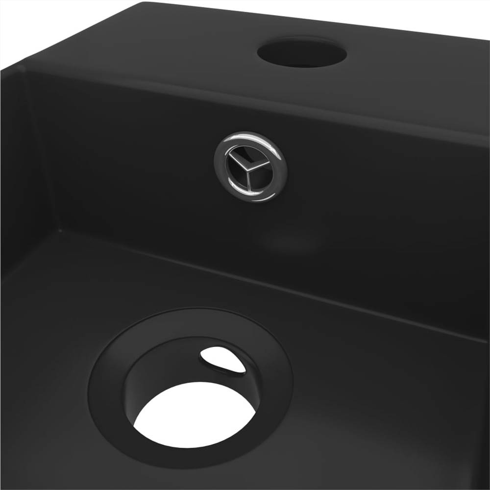 Bathroom Sink with Overflow Ceramic Matt Black