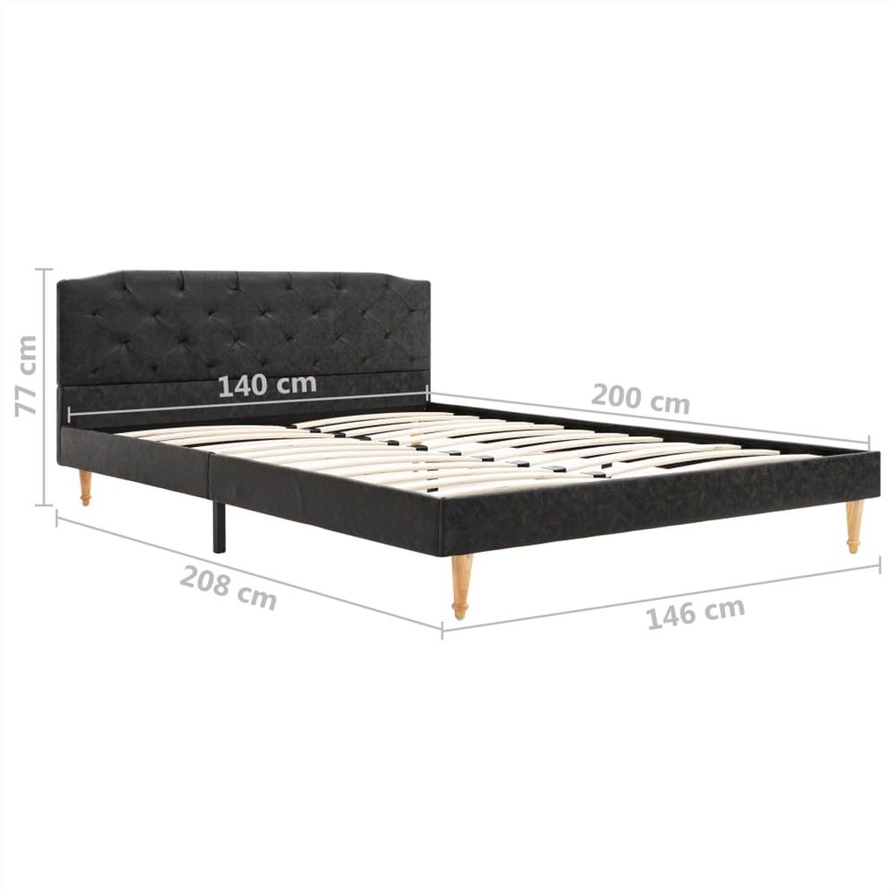 Bed Frame Black Fabric 135x190 cm