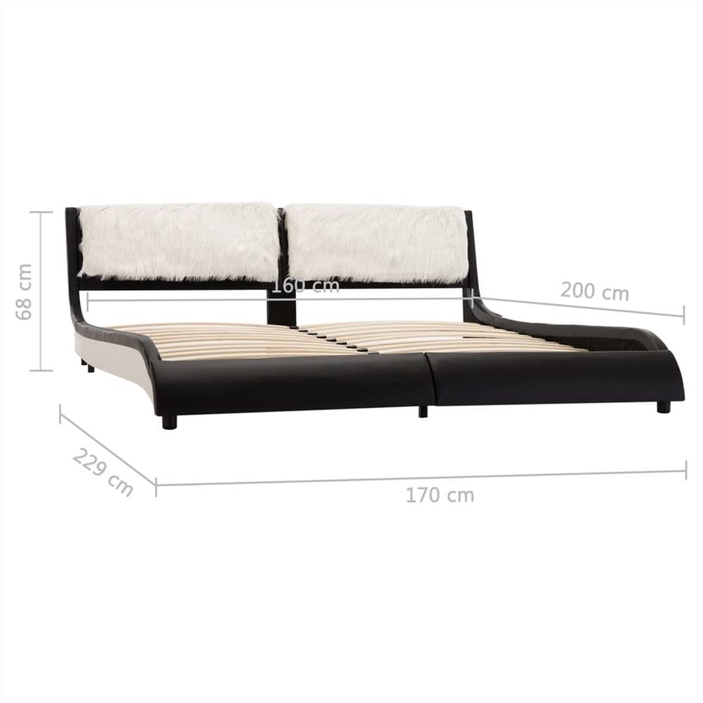 Bed Frame Black and White Faux Leather 150x200 cm