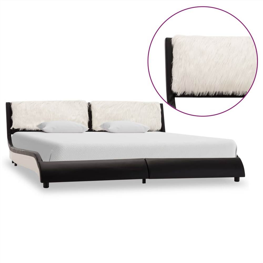 

Bed Frame Black and White Faux Leather 6FT Super King