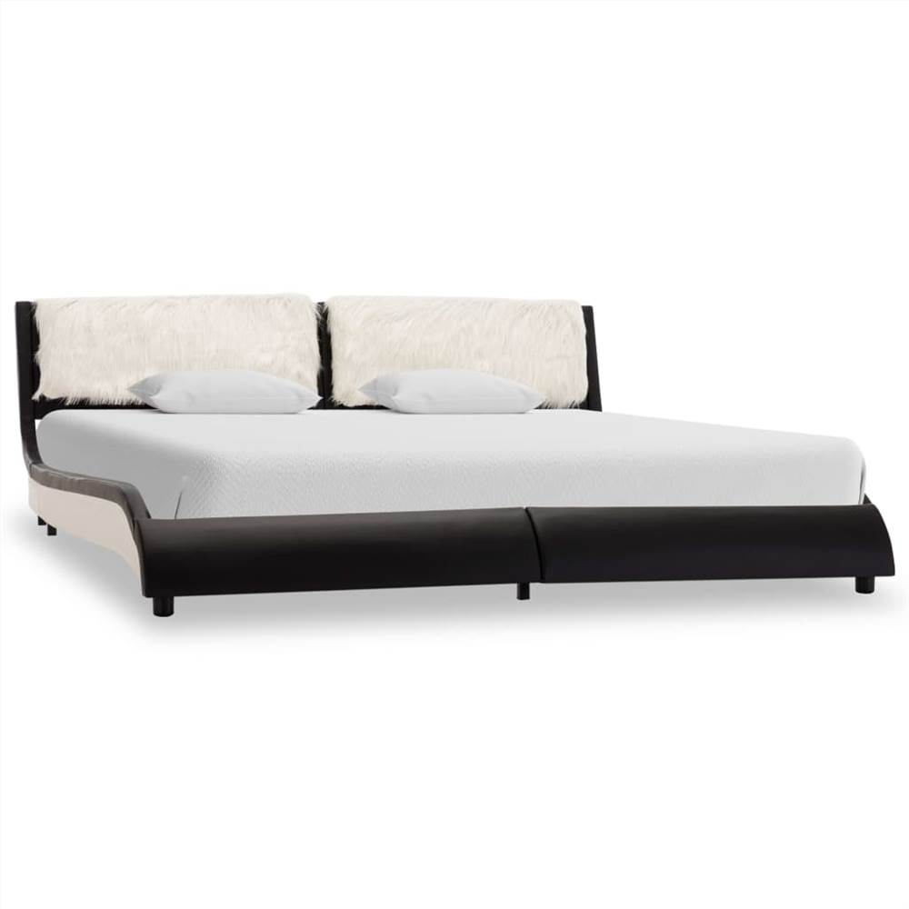 Bed Frame Black and White Faux Leather 6FT Super King