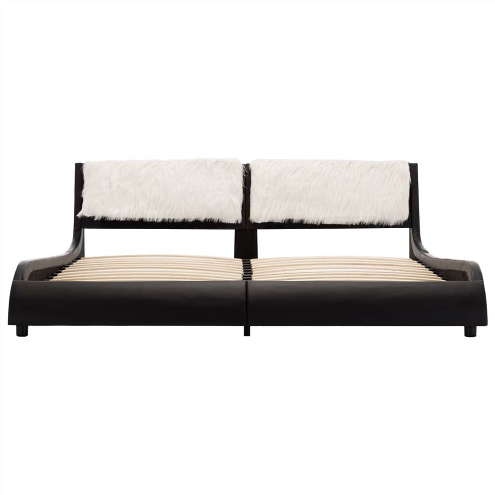 Bed Frame Black and White Faux Leather 6FT Super King