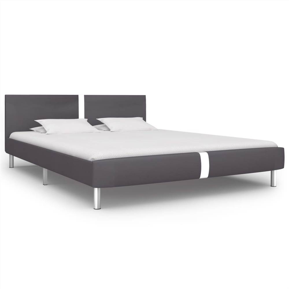 

Bed Frame Grey Faux Leather 150x200 cm