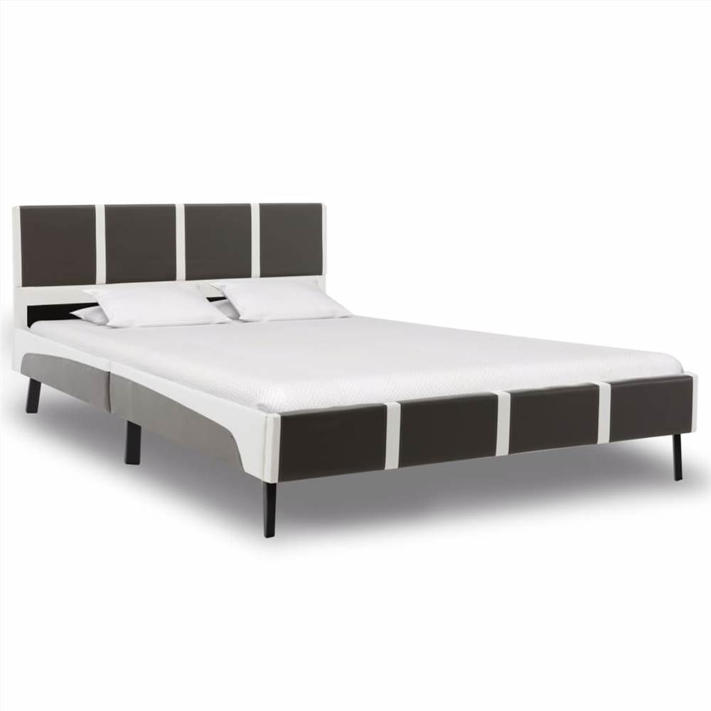 

Bed Frame Grey and White Faux Leather 135x190 cm