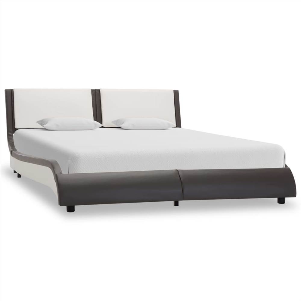 

Bed Frame Grey and White Faux Leather 135x190 cm