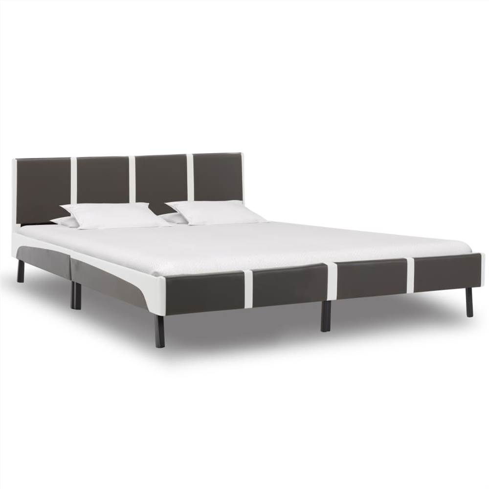 

Bed Frame Grey and White Faux Leather 150x200 cm