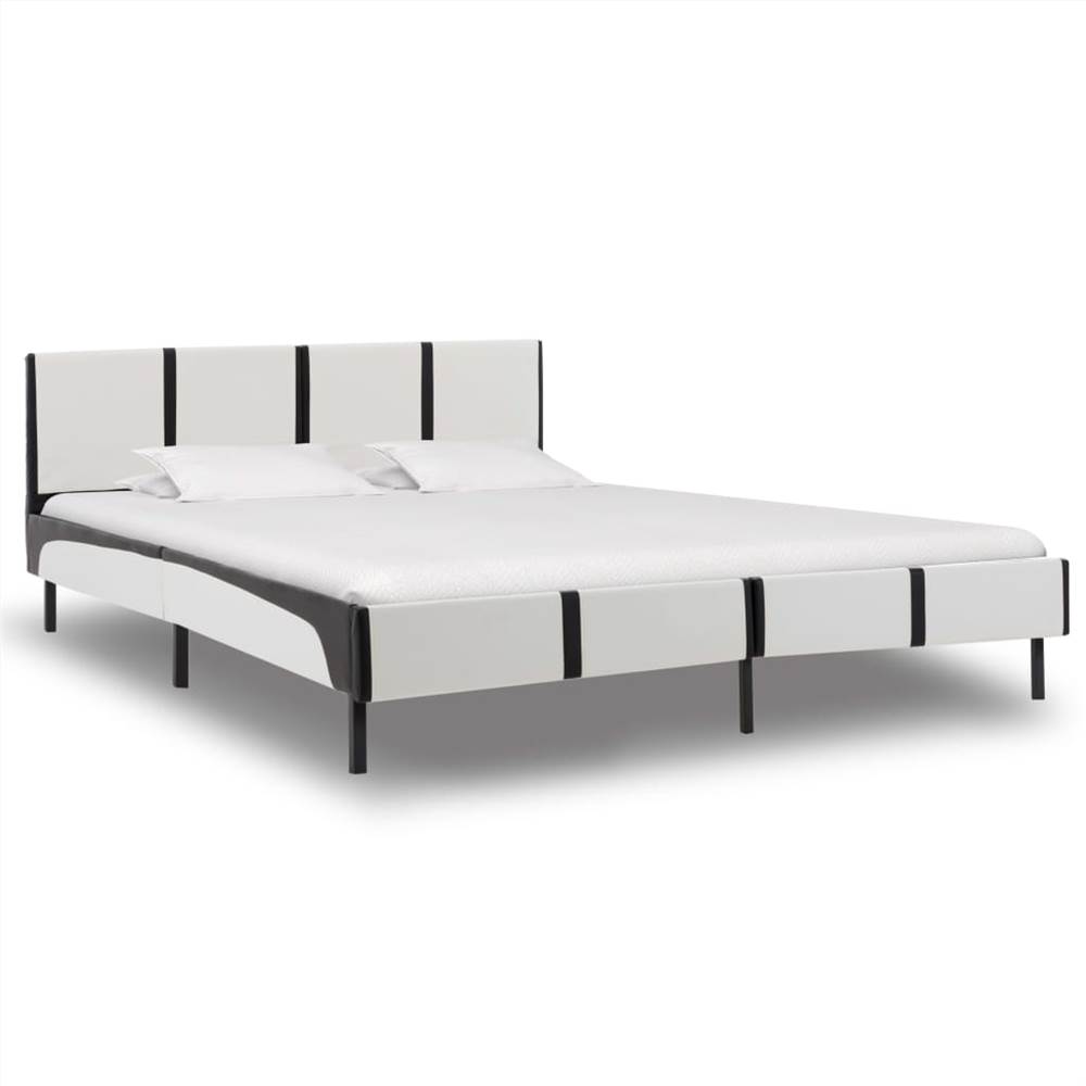 

Bed Frame White and Black Faux Leather 180x200cm 6FT Super King
