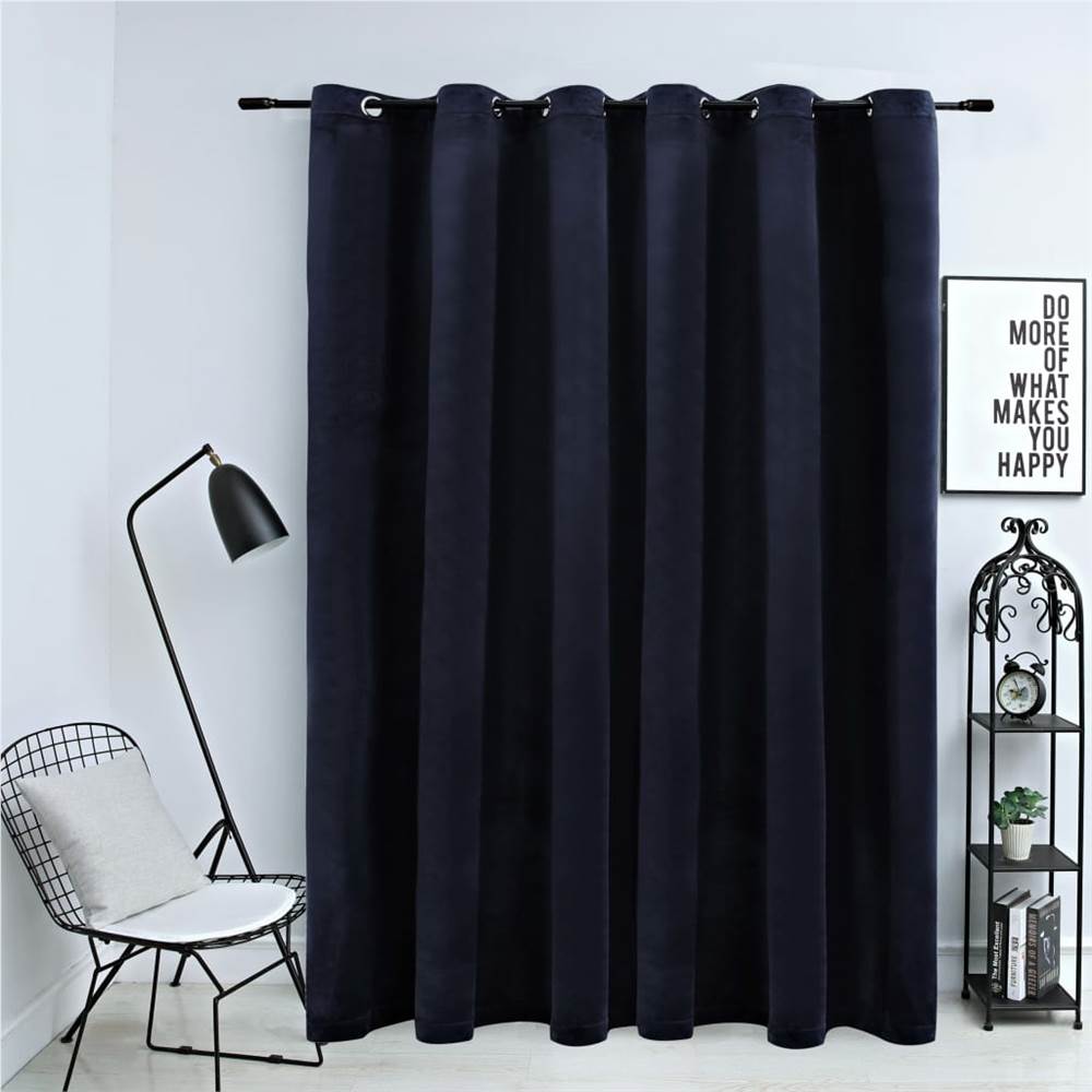 Blackout Curtain with Metal Rings Velvet Black 290x245 cm, Other  - buy with discount
