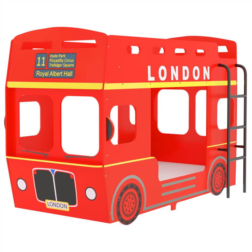 Bunk Bed London Bus Red MDF 90x200 cm