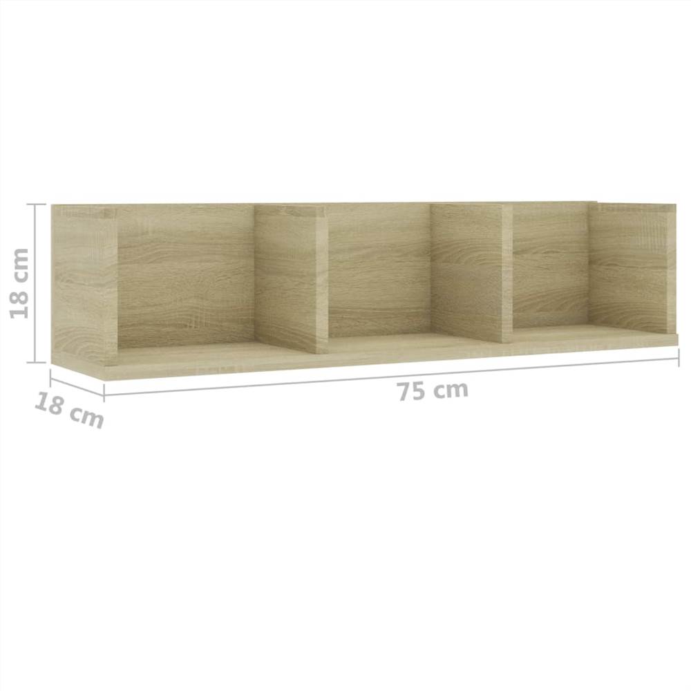 CD Wall Shelf Sonoma Oak 75x18x18 cm Chipboard