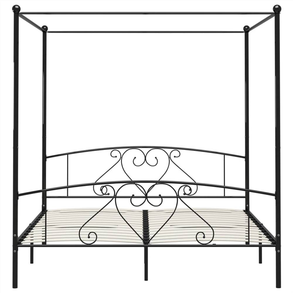 Canopy Bed Frame Black Metal 6FT Super King