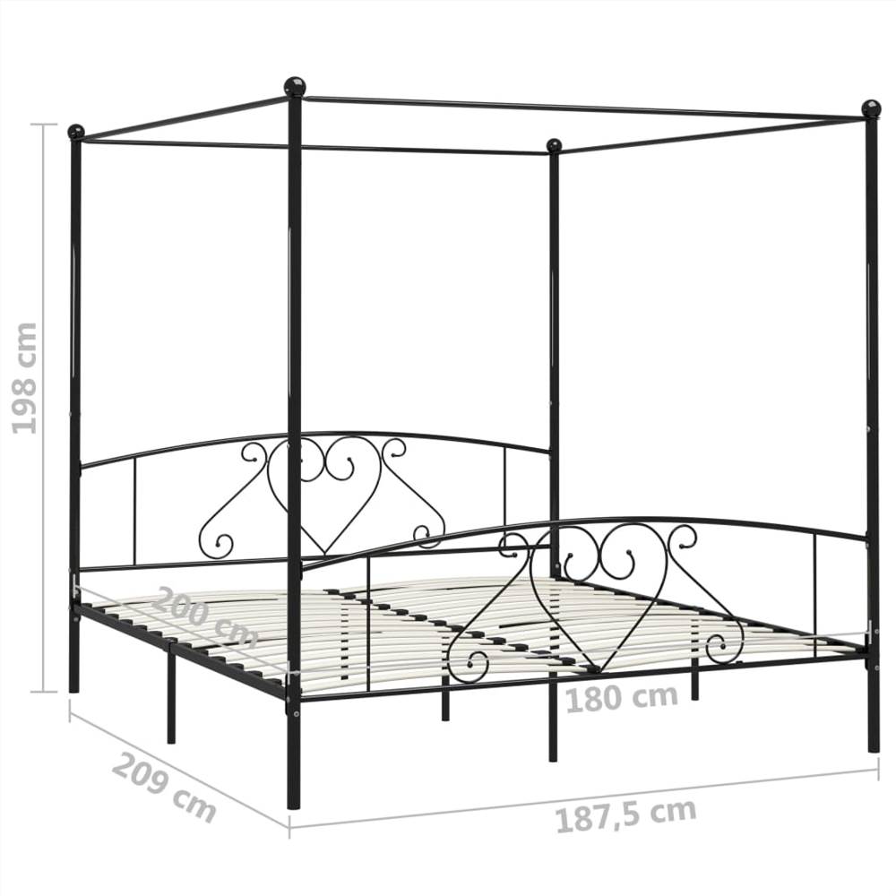 Canopy Bed Frame Black Metal 6FT Super King