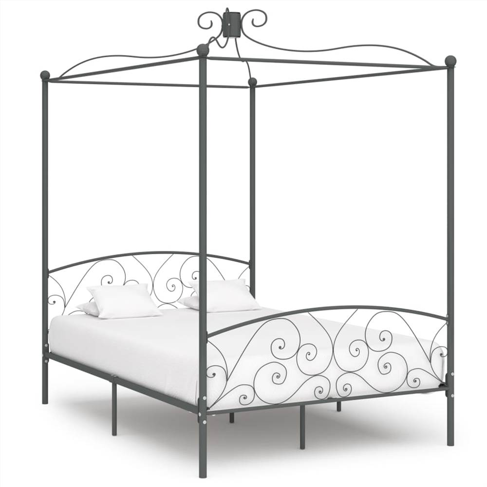 

Canopy Bed Frame Grey Metal 120x200 cm