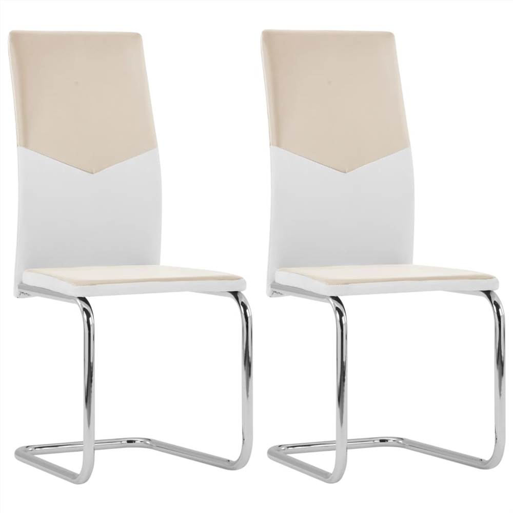 Cantilever Dining Chairs 2 pcs Cappuccino Faux Leather