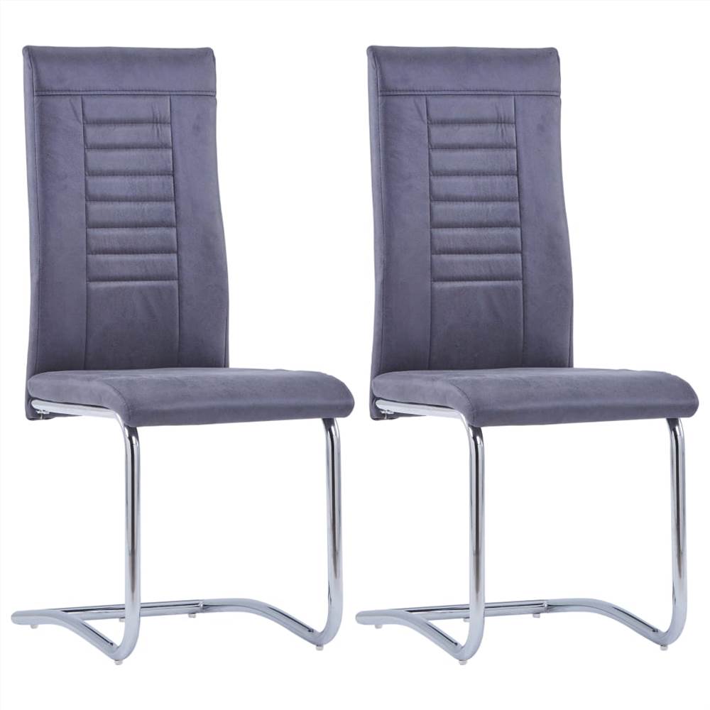 

Cantilever Dining Chairs 2 pcs Grey Faux Suede Leather