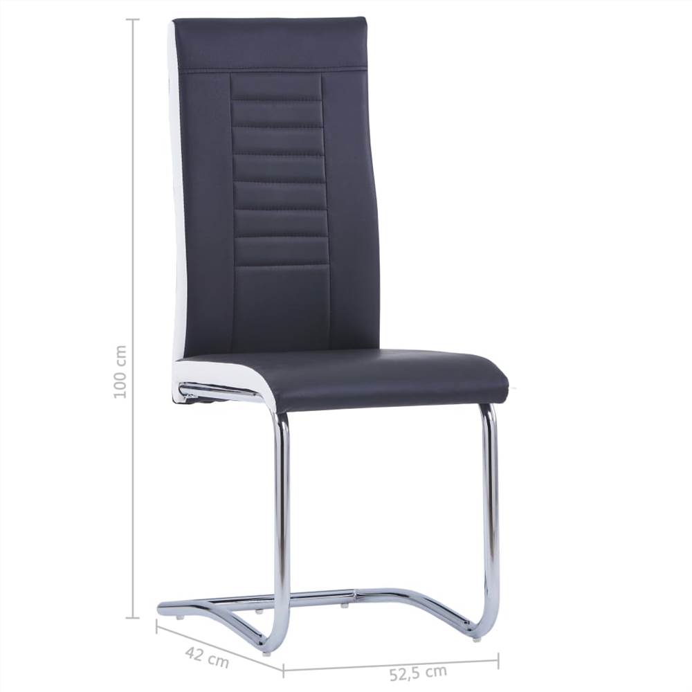 Cantilever Dining Chairs 4 pcs Black Faux Leather
