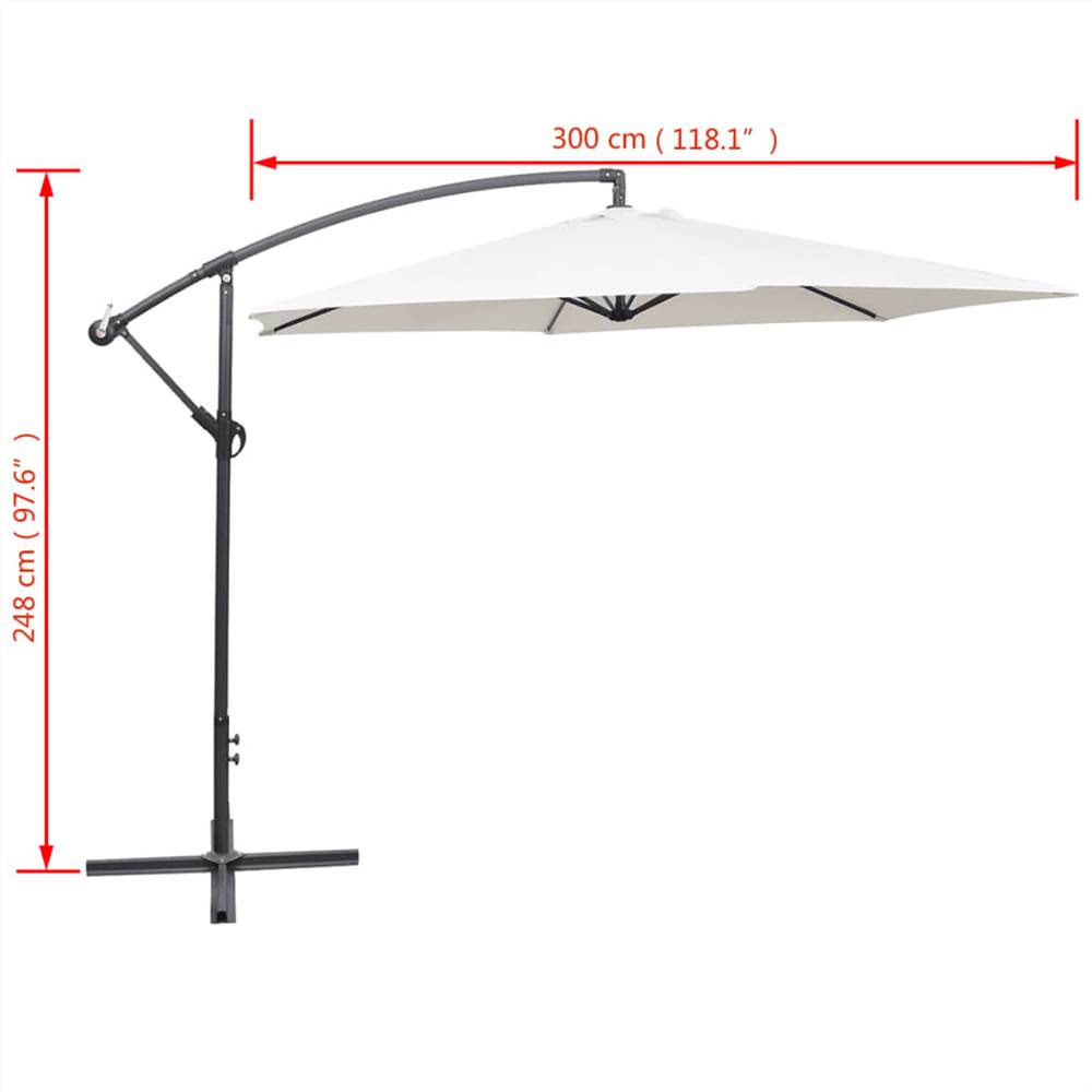 Cantilever Umbrella 3 m Sand White