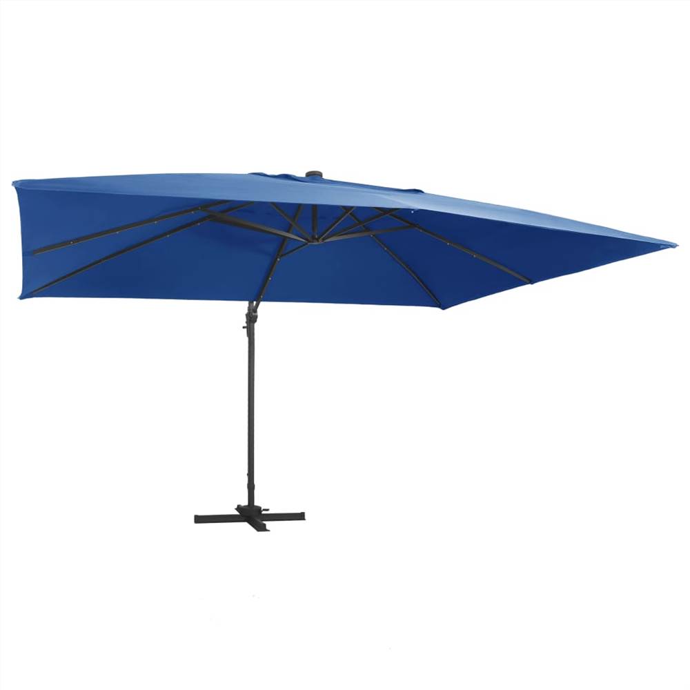 

Cantilever Umbrella with LED Lights and Aluminium Pole 400x300 cm Azure blue