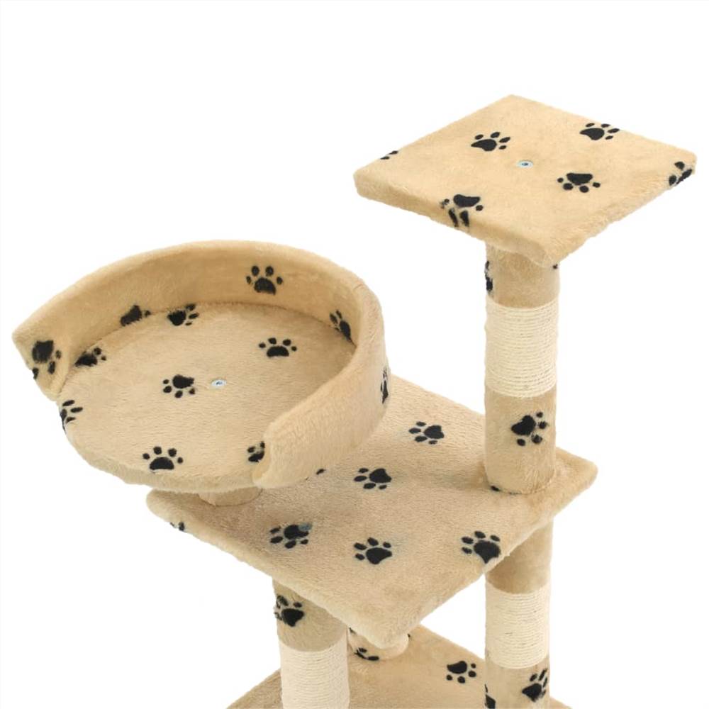 Cat Tree with Sisal Scratching Posts 65 cm Paw Prints Beige