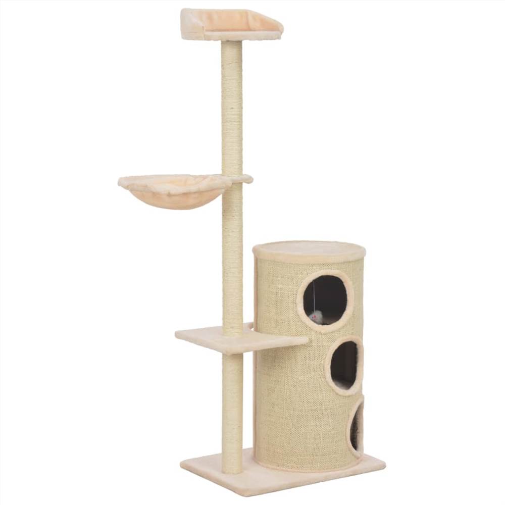 

Cat Tree with Sisal Scratching Posts Beige 148 cm