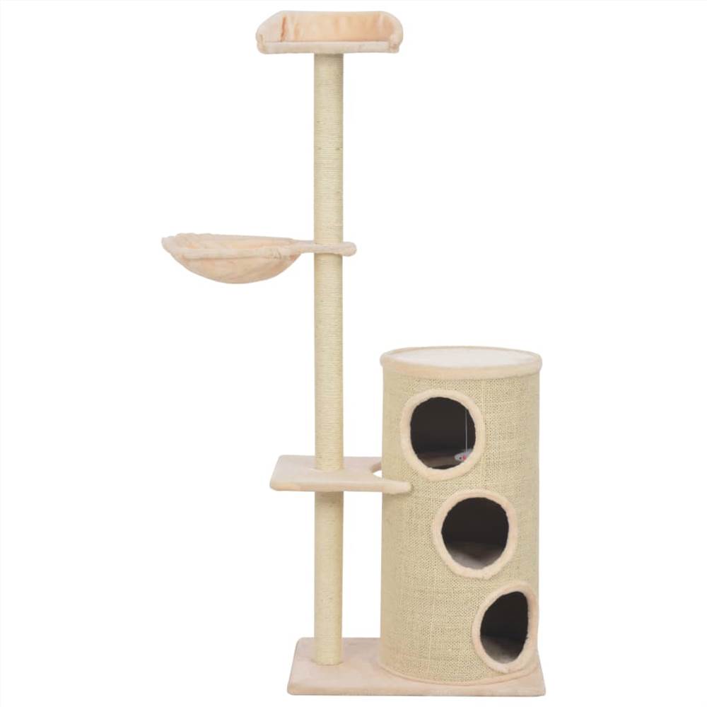 Cat Tree with Sisal Scratching Posts Beige 148 cm