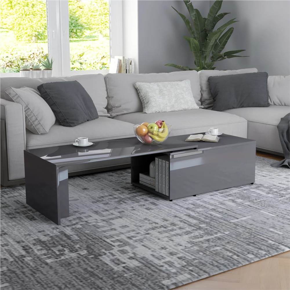 

Coffee Table High Gloss Grey 150x50x35 cm Chipboard