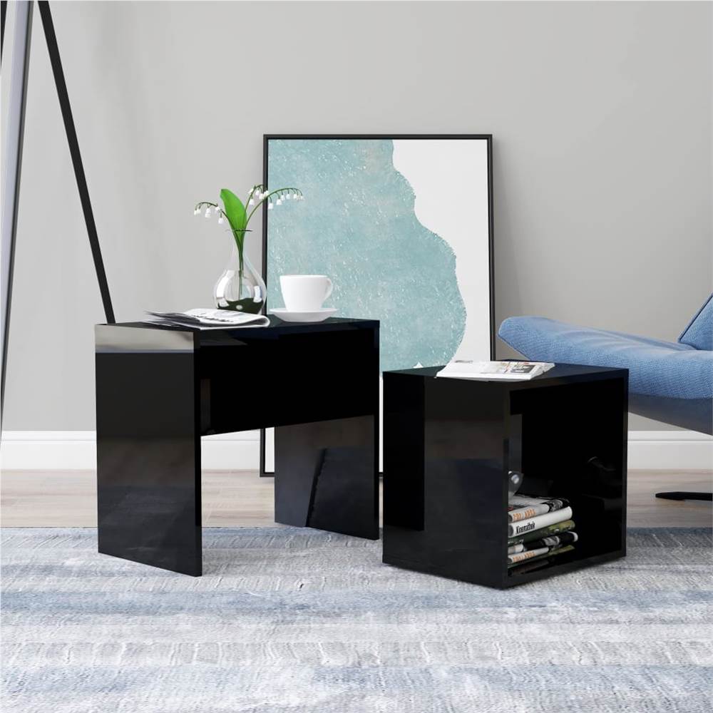 

Coffee Table Set High Gloss Black 48x30x45 cm Chipboard